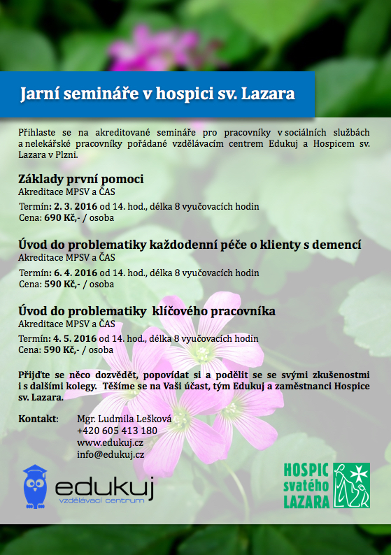 Leták Jarní kurzy s Hospicem